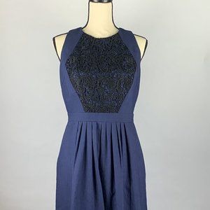NWT Carmen Marc Valvo Blue and Black Dress